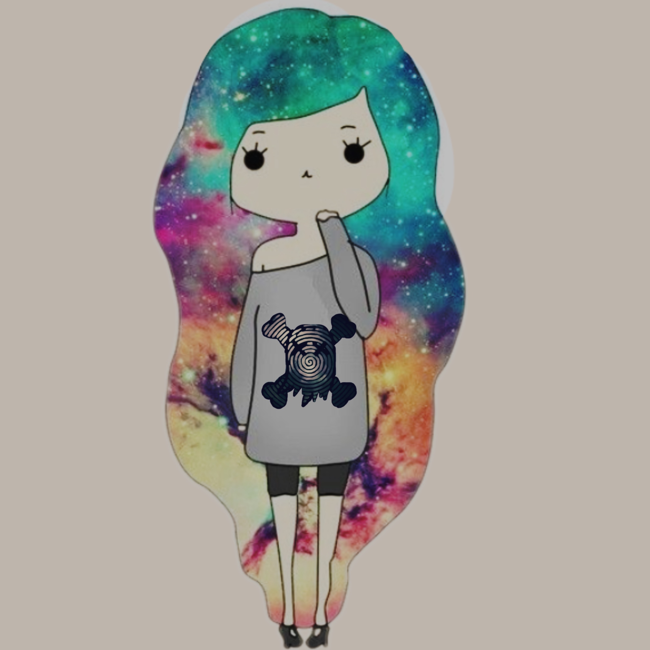 Девочка с волосами космоса